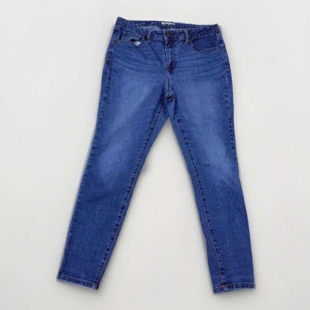 Sonoma Goods For Life Curvy Skinny Jeans Women's Size 12R Medium Wash Blue Denim